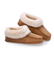 Papuci de casă călduroși antiderapanți din piele cu căptușeală
