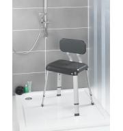 Scaun de duș reglabil cu spătar Secura Premium Negru-argintiu